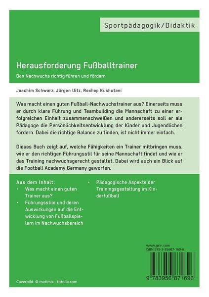 Produktbild: Herausforderung Fu&szlig;balltrainer. Den Nachwuchs richtig f&uuml;hren und f&ouml;rdern