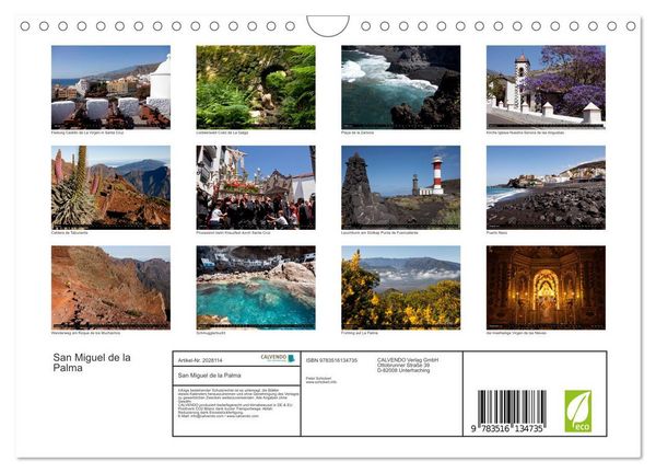 Produktbild: San Miguel de la Palma (Wandkalender 2026 DIN A4 quer), CALVENDO Monatskalender
