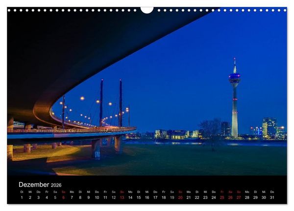 Produktbild: D&uuml;sseldorf - Ansichten am Abend (Wandkalender 2026 DIN A3 quer), CALVENDO Monatskalender