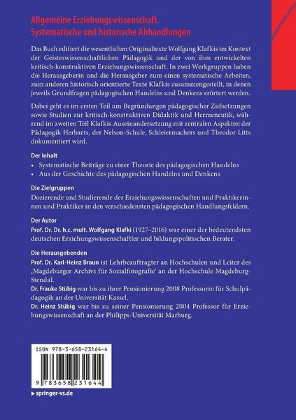 Produktbild: Allgemeine Erziehungswissenschaft. Systematische und historische Abhandlungen