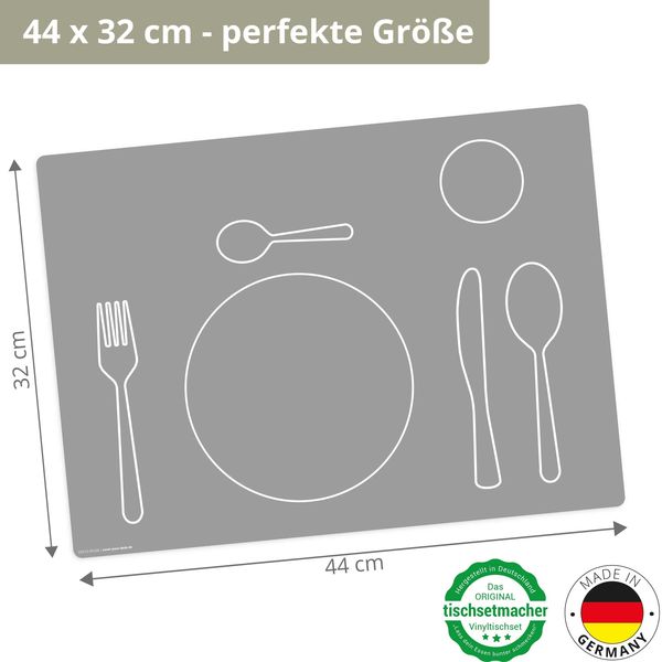 Produktbild: Tischsetmacher Tischset f&uuml;r Kinder Montessori Lerntischset in grau, aus hochwertigem Vinyl , 44 x 32 cm
