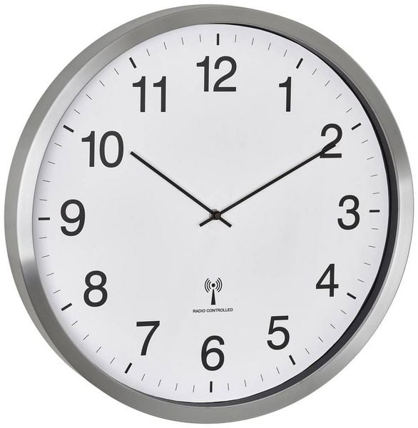 Produktbild: TFA Dostmann 60.3548.02 Funk Wanduhr 50.8mm x 65mm Wei&szlig;, Silber Gro&szlig;es Display