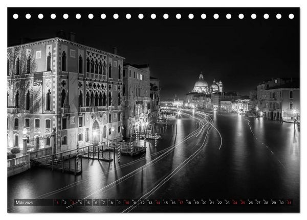 Produktbild: Leuchtendes Venedig &hellip;in monochrom (Tischkalender 2026 DIN A5 quer), CALVENDO Monatskalender