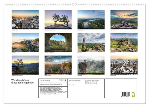 Produktbild: Wundersch&ouml;nes Elbsandsteingebirge (Wandkalender 2026 DIN A2 quer), CALVENDO Monatskalender