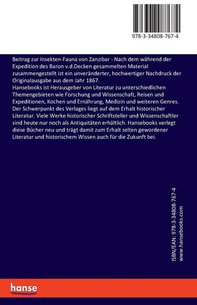 Produktbild: Beitrag zur Insekten-Fauna von Zanzibar