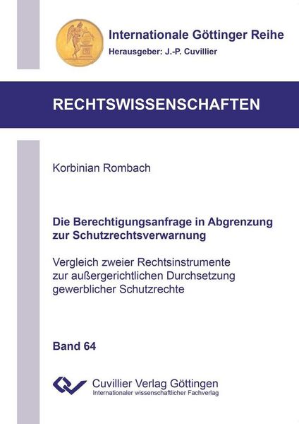 Produktbild: Die Berechtigungsanfrage in Abgrenzung zur Schutzrechtsverwarnung