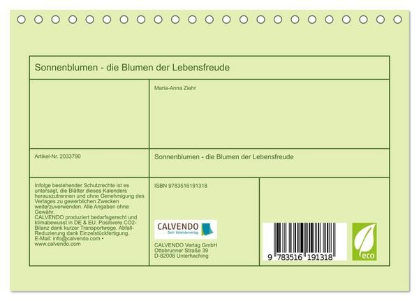 Produktbild: Sonnenblumen - die Blumen der Lebensfreude (Tischkalender 2026 DIN A5 quer), CALVENDO Monatskalender