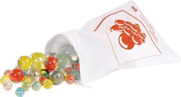 Produktbild: goki Mein Murmelbeutel mit Murmeln aus Glas