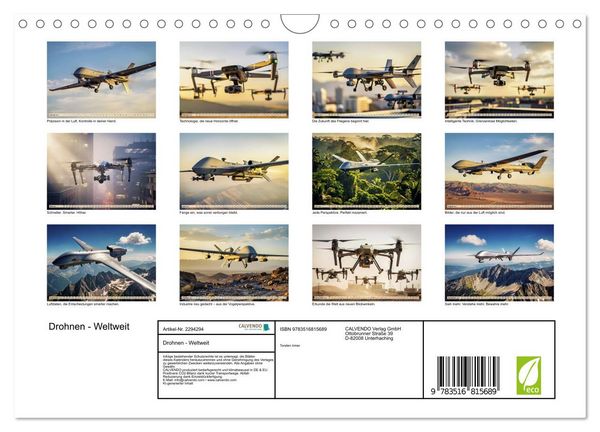 Produktbild: Drohnen - Weltweit (Wandkalender 2027 DIN A4 quer), CALVENDO Monatskalender