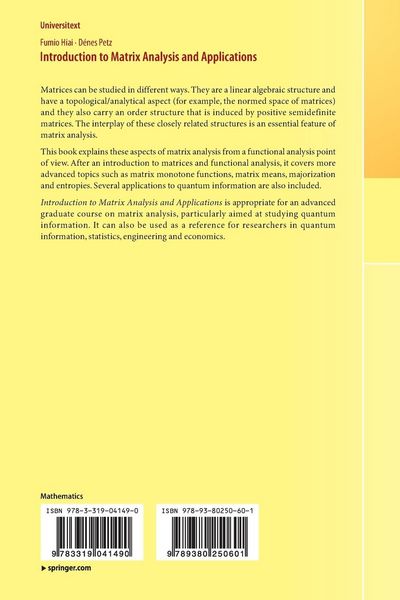 Produktbild: Introduction to Matrix Analysis and Applications