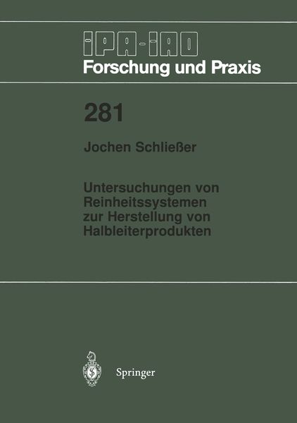 Produktbild: Untersuchungen von Reinheitssytemen zur Herstellung von Halbleiterprodukten