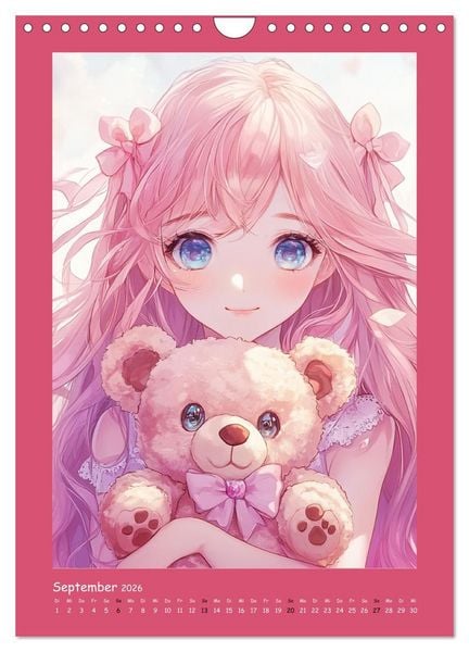 Produktbild: Zauberhafte Momente. Rosa Tr&auml;ume im Manga-Stil (Wandkalender 2026 DIN A4 hoch), CALVENDO Monatskalender