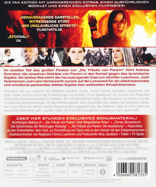 Produktbild: Die Tribute von Panem - Mockingjay 2 [2 BRs]