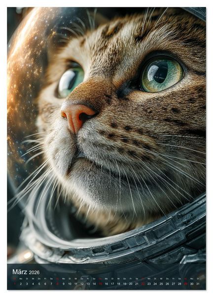 Produktbild: Katzen im Weltall - lustiger Katzenkalender f&uuml;r Kinder, Familien und Katzenliebhaber (Wandkalender 2026 DIN A2 hoch), CALVENDO Monatskalender