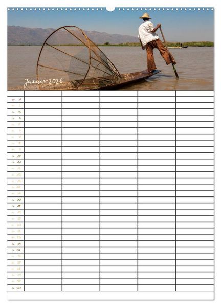 Produktbild: Goldenes Myanmar - Familienkalender 2026 (hochwertiger Premium Wandkalender 2026 DIN A2 hoch), Kunstdruck in Hochglanz