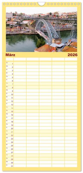 Produktbild: Familienplaner 2026 - St&auml;dtereise nach Porto mit 5 Spalten (Wandkalender, 21 x 45 cm) CALVENDO