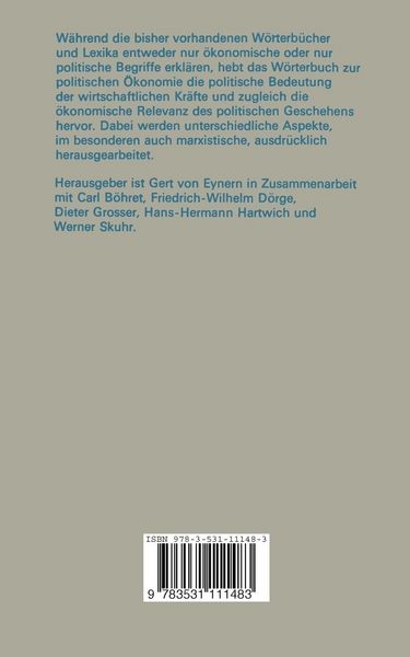 Produktbild: W&ouml;rterbuch zur politischen &Ouml;konomie