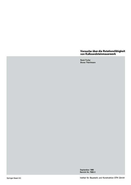 Produktbild: Versuche &uuml;ber die Rotationsf&auml;higkeit von Kalksandsteinmauerwerk