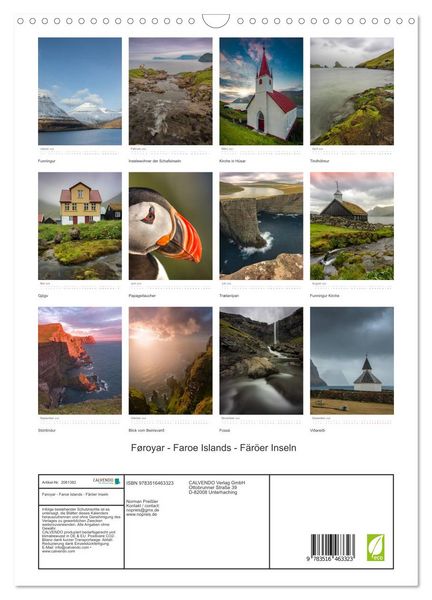 Produktbild: F&oslash;royar - Faroe Islands - F&auml;r&ouml;er Inseln (Wandkalender 2026 DIN A3 hoch), CALVENDO Monatskalender