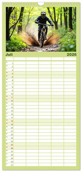 Produktbild: Familienplaner 2026 - Elemental Ride. Mountainbike-Action durch Schnee, Matsch, Sonne und Laub mit 5 Spalten (Wandkalender, 21 x 45 cm) CALVENDO