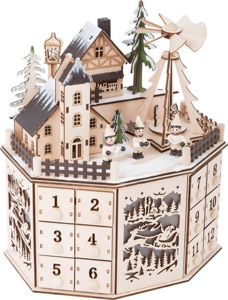Produktbild: Small foot 10997 - Adventskalender Pyramide mit Beleuchtung, Holz, H&ouml;he 27cm