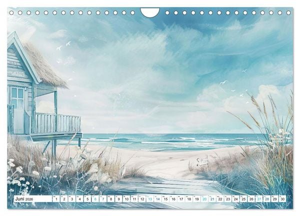 Produktbild: Strandtr&auml;ume in Aquarell (Wandkalender 2026 DIN A4 quer), CALVENDO Monatskalender