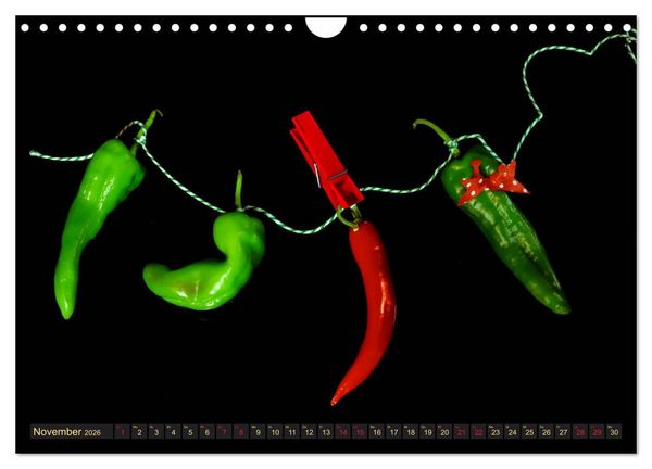 Produktbild: Scharfe Chili Fantasien - Creative Food Design (Wandkalender 2026 DIN A4 quer), CALVENDO Monatskalender