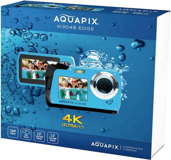 Produktbild: Easypix W3048-I "Edge" Digitalkamera 48 Megapixel Ice, Blue Unterwasserkamera, Frontdisplay