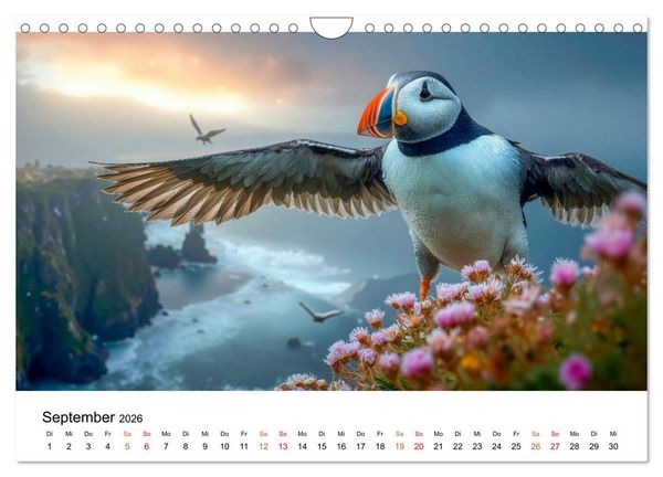 Produktbild: Papageitaucher - Freche Komiker auf Fels und Welle (Wandkalender 2026 DIN A4 quer), CALVENDO Monatskalender