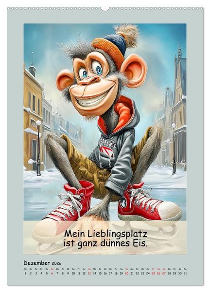 Produktbild: Affengeil. Humor aus dem Gro&szlig;stadtdschungel (hochwertiger Premium Wandkalender 2026 DIN A2 hoch), Kunstdruck in Hochglanz