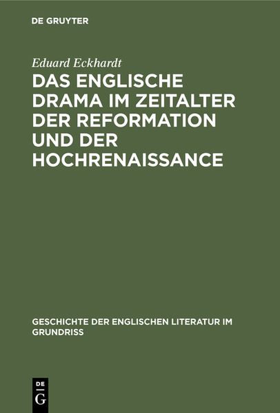 Produktbild: Das englische Drama im Zeitalter der Reformation und der Hochrenaissance