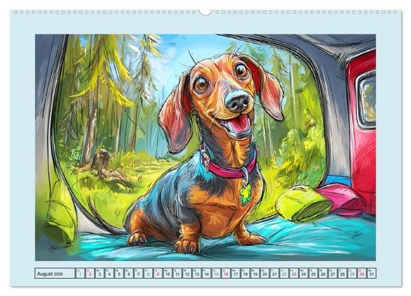 Produktbild: Dackel Fun. Zauberhafte Hunde Cartoons f&uuml;rs Herz (hochwertiger Premium Wandkalender 2026 DIN A2 quer), Kunstdruck in Hochglanz