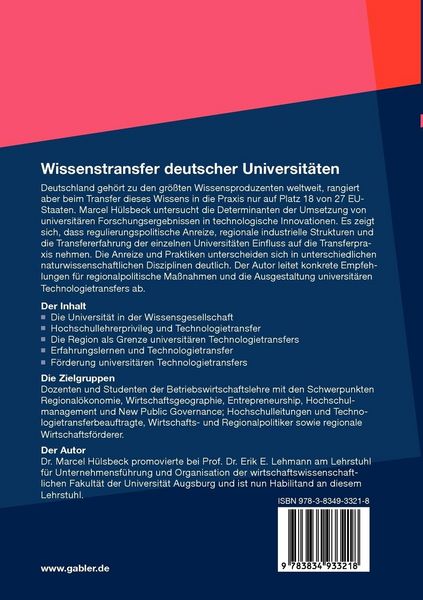 Produktbild: Wissenstransfer deutscher Universit&auml;ten