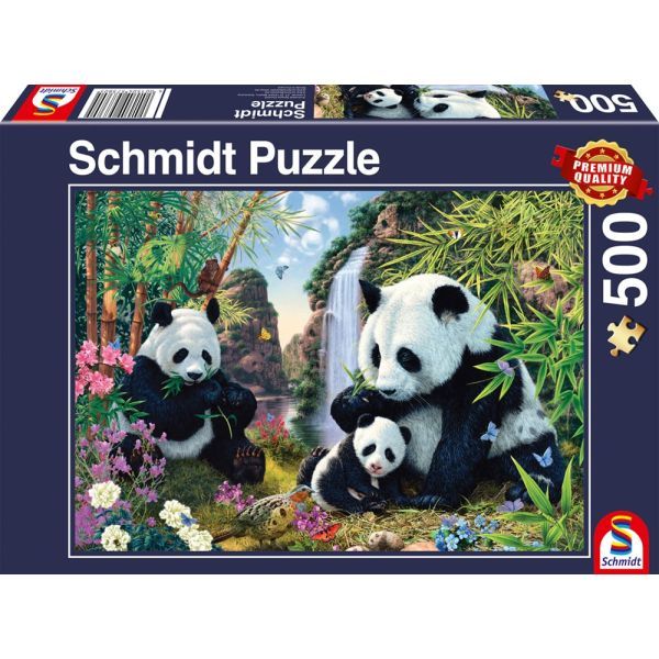 Schmidt Spiele - Pandafamilie am Wasserfall, 500 Teile