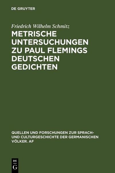 Produktbild: Metrische Untersuchungen zu Paul Flemings deutschen Gedichten