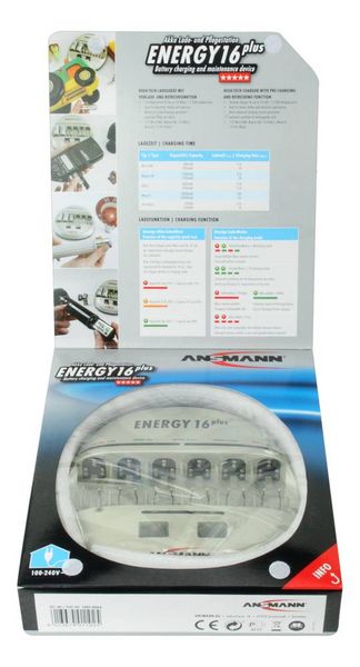 Produktbild: Ansmann Energy 16 plus Rundzellen-Ladeger&auml;t NiCd, NiMH Micro (AAA), Mignon (AA), Baby (C), Mono (D), 9 V Block