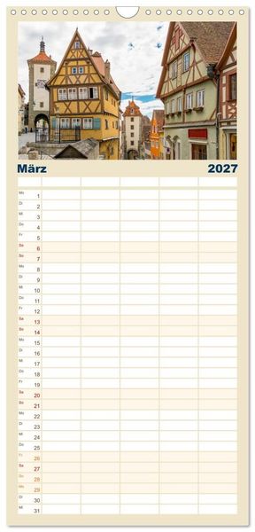 Produktbild: Familienplaner 2027 - Ein Spaziergang durch Rothenburg ob der Tauber mit 5 Spalten (Wandkalender, 21 x 45 cm) CALVENDO