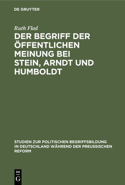 Produktbild: Der Begriff der &ouml;ffentlichen Meinung bei Stein, Arndt und Humboldt