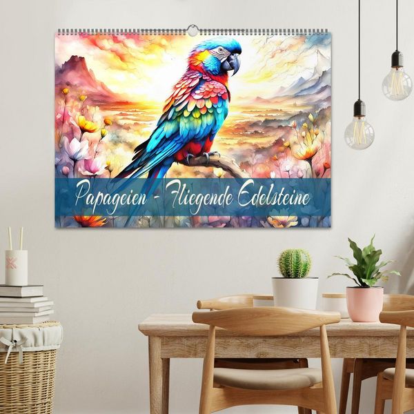 Produktbild: Papageien - Fliegende Edelsteine (Wandkalender 2026 DIN A2 quer), CALVENDO Monatskalender