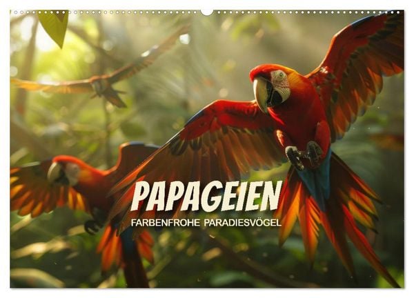 Papageien - Farbenfrohe Paradiesvögel (Wandkalender 2026 DIN A2 quer), CALVENDO Monatskalender