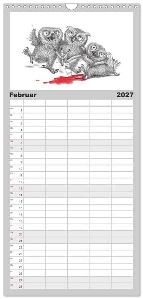 Produktbild: Familienplaner 2027 - TIERONISCH mit 5 Spalten (Wandkalender, 21 x 45 cm) CALVENDO