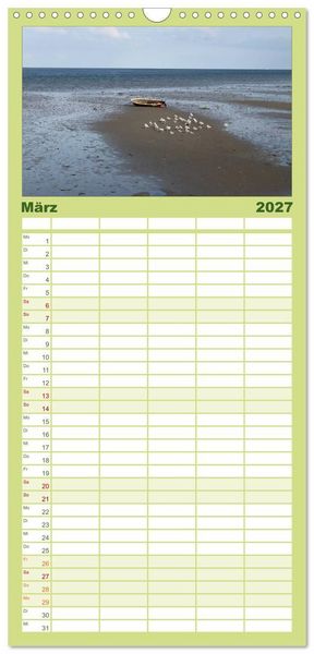 Produktbild: Familienplaner 2027 - Texel, eine Perle Frieslands mit 5 Spalten (Wandkalender, 21 x 45 cm) CALVENDO