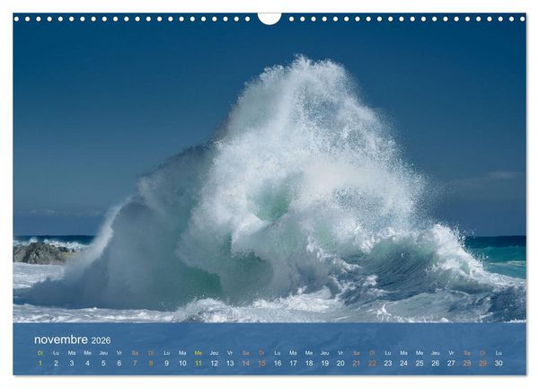 Produktbild: Temp&ecirc;tes c&ocirc;ti&egrave;res - La puissance brute des vagues (Calendrier mural 2026 DIN A3 vertical), CALVENDO calendrier mensuel