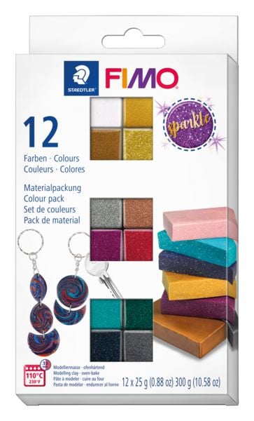 Produktbild: STAEDTLER FIMO ofenh&auml;rtende Modelliermasse FIMO effect 8013 Sparkle Colours, 12 x 25g Halbbl&ouml;cken