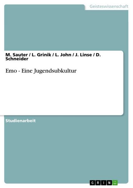 Produktbild: Emo - Eine Jugendsubkultur