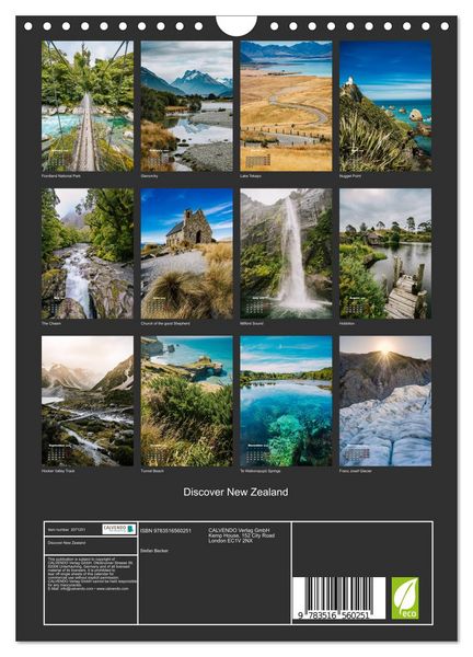 Produktbild: Discover New Zealand (Wall Calendar 2026 DIN A4 portrait), CALVENDO 12 Month Wall Calendar