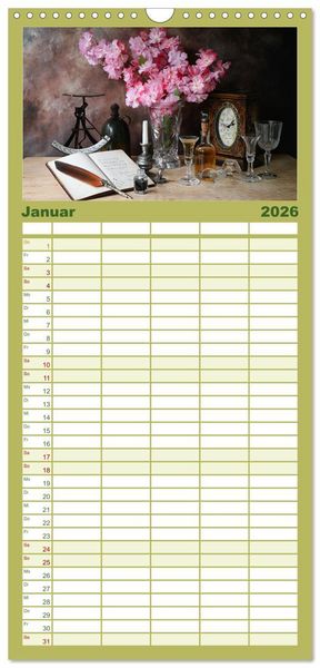 Produktbild: Familienplaner 2026 - Stillleben Alte Meister mit 5 Spalten (Wandkalender, 21 x 45 cm) CALVENDO