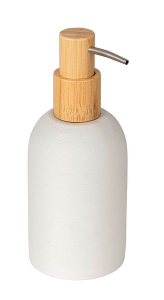 Produktbild: Seifenspender Mod. Altavalle, wei&szlig;, polyresin, bambus, 0.25l, 2tlg, bambusakzente, umweltfreundlich