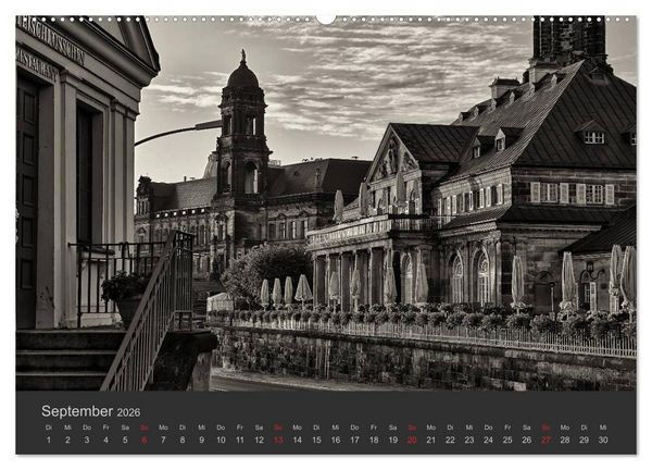Produktbild: Dresden Schwarz Weiss 2026 (hochwertiger Premium Wandkalender 2026 DIN A2 quer), Kunstdruck in Hochglanz
