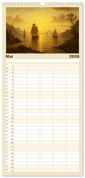 Produktbild: Familienplaner 2026 - Im Licht der Sehnsucht - Romantische Landschaften mit 5 Spalten (Wandkalender, 21 x 45 cm) CALVENDO